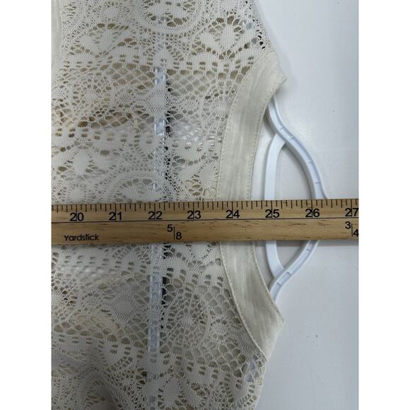 Bella Dee Jour Womens Blouse Size Large Cream Long Sleeve Lace Back V-Neck - Picture 9 of 10